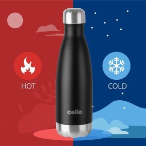 Cello Duro Swift Thermosteel Water Bottle, 750ml, Black | 24 Hours Hot & Cold | Scratch Resistant (DTP Coating) | Rust & Leak Proof | Ideal for Office, Gym, Home, Kitchen, Hiking, Trekking, Travel Bottle