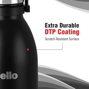 Cello Duro Swift Thermosteel Water Bottle, 2200ml, Black | 24 Hours Hot & Cold | Scratch Resistant (DTP Coating) | Rust & Leak Proof | Ideal for Office, Gym, Home, Kitchen, Hiking, Trekking, Travel Bottle
