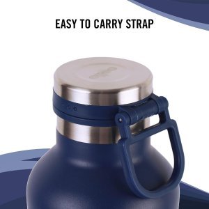 Cello Duro One Touch Insulated Flask | Hot and Cold Stainless Steel Water Bottle | Durable DTP Coating |Vacuum Insulated Bottle for Travel, Home, Office, School | 1000 ml, Blue