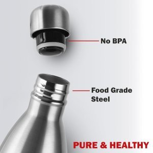 Cello Swift Thermosteel Water Bottle 2200ml, Silver | Double Walled Vacuum Insulated Flask Bottle | Keeps Drinks Hot or Cold for 24 Hours | Easy To Carry | Ideal For Water, Tea, Coffee & Cold Beverages