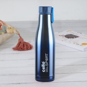 Cello Dazzle Insulated Stainless Steel Water Bottle 800 ml, Blue | ISI Certified, Double Walled, 24 Hours Hot & Cold Vacuum Insulated Flask Water Bottle | Leak Proof Screw Cap Thermosteel Bottle