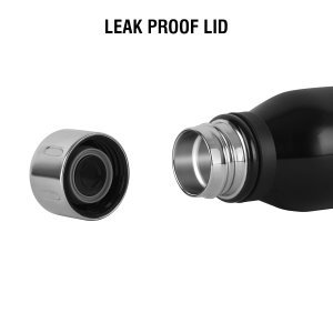 Cello Bentley Vacuum Insulated Thermosteel Water Bottle 1000ml, Black | 24 Hrs Hot & Cold, Leak Proof Lid, ISI Certified | Double Walled Vacuum Insulated Flask Bottle for Office, Gym, School & Travel