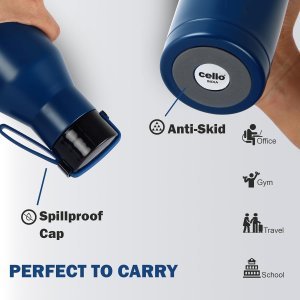 Cello Maestro Thermosteel Flask, 750ml, Blue | 24 Hours Hot & Cold Stainless Steel Bottle | Leak Proof & Screw Top Lid | Ideal for Office, Gym, Home, Kitchen, Hiking, Trekking, Travel Bottle