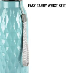 CELLO Puro Wave 900 Water Bottle | Easy Carry Wrist Belt | Covered Drinking Spout | Refrigerator Safe| Plastic Bottle | Set of 3 | 900ml, Assorted