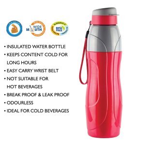 CELLO Puro Sports 900 Inner Steel Insulated Water Bottle Set of , (900 ml x 2), Assorted | ISI Certified, Leakproof Easy to Open Flip Top Cap | Hot and Cold Bottle For Kids School, Office & Travel