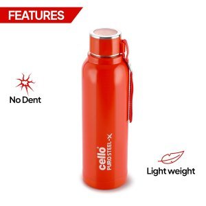 Cello Puro Steel-X Benz 600 Inner Steel Insulated Water Bottle 600 ml, | ISI Certified | BPA Free, Leakproof | Sturdy & Durable | Ideal for Office, College, Gym, Cycling, Camping & Outdoor Sports
