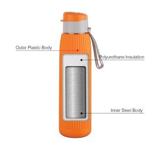 CELLO Puro Steel-X Volvo 900 | Water Bottle with Inner Steel and Outer Plastic | Rust Proof and Leak Proof | Wide Mouth for Easy Cleaning |900ml | Colour May Vary